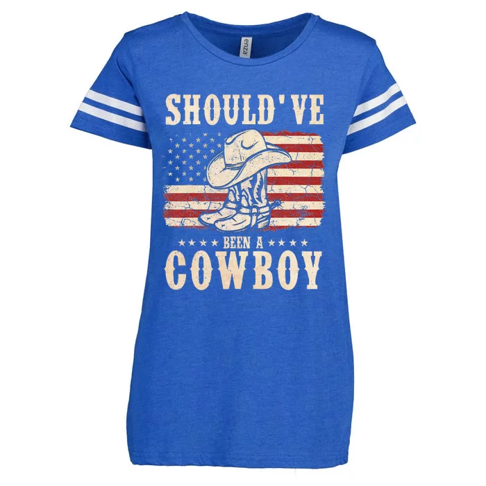 Western Cowboy Hat Boots I Should Have Been A Cowboy Enza Ladies Jersey Football T-Shirt