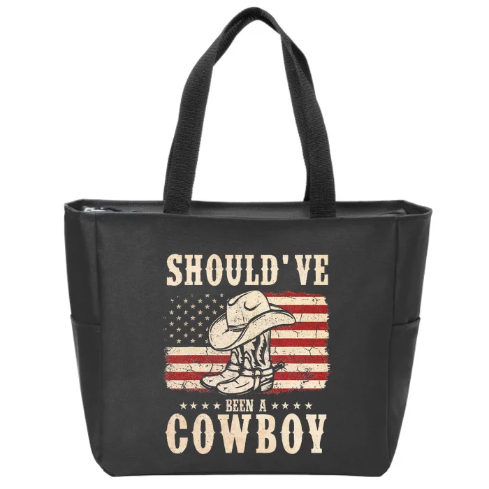 Western Cowboy Hat Boots I Should Have Been A Cowboy Zip Tote Bag