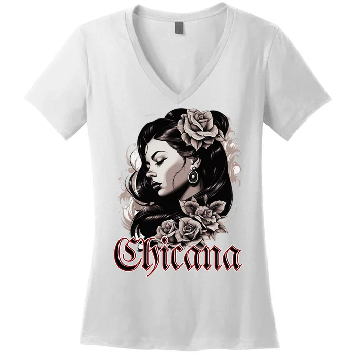 WomanS Chola Hispanic Latino Mexican Chicano Cholo Chicana Women's V-Neck T-Shirt