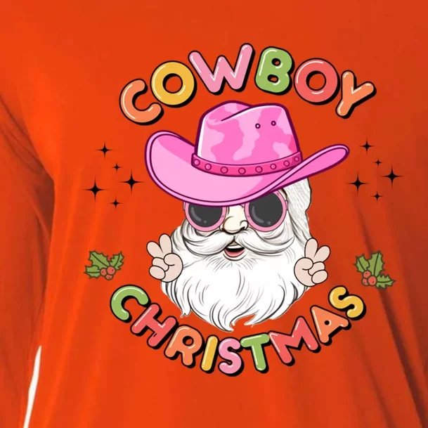 Western Christmas Howdy Cow Santa Merry Cow Christmas Gift Cooling Performance Long Sleeve Crew