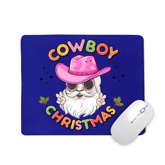 Western Christmas Howdy Cow Santa Merry Cow Christmas Gift Mousepad