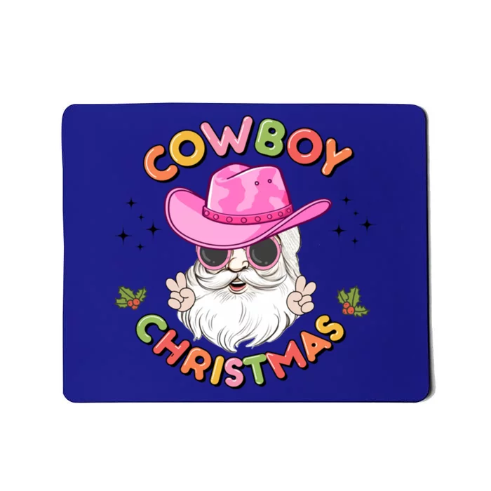 Western Christmas Howdy Cow Santa Merry Cow Christmas Gift Mousepad