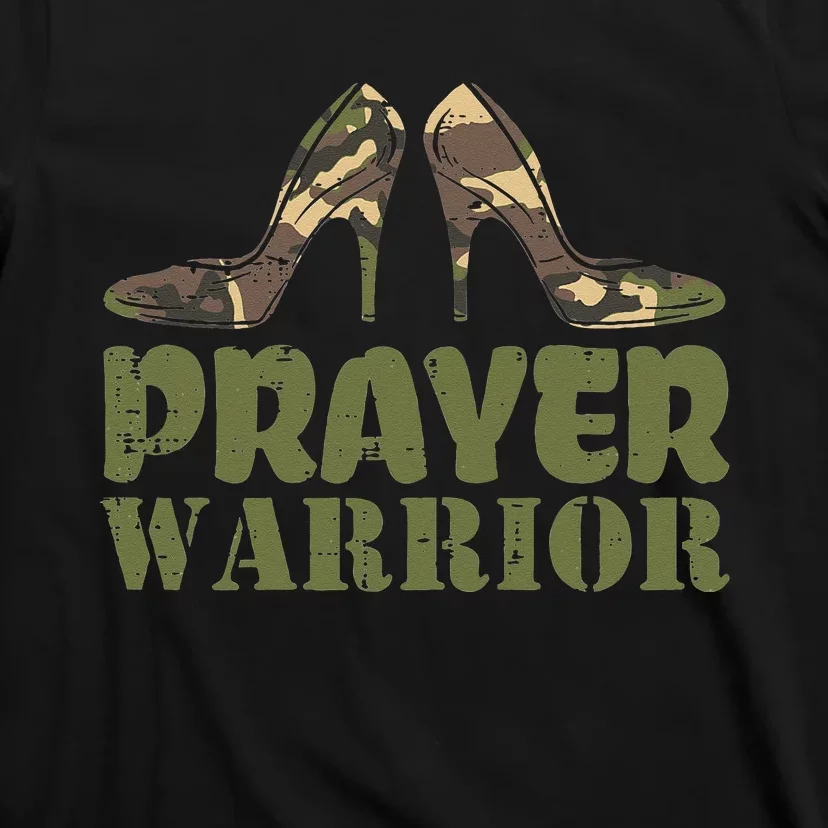 Womens Camo Heels Prayer Warrior Faith God Jesus Christian Women T-Shirt