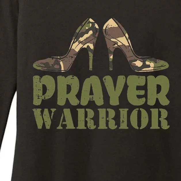 Womens Camo Heels Prayer Warrior Faith God Jesus Christian Women Womens CVC Long Sleeve Shirt