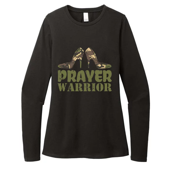 Womens Camo Heels Prayer Warrior Faith God Jesus Christian Women Womens CVC Long Sleeve Shirt