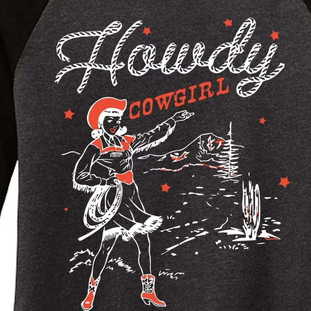 Western Cowgirl Howdy Western Nashville Women's Tri-Blend 3/4-Sleeve Raglan Shirt