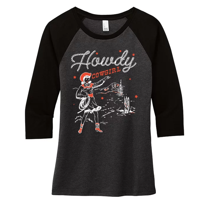 Western Cowgirl Howdy Western Nashville Women's Tri-Blend 3/4-Sleeve Raglan Shirt