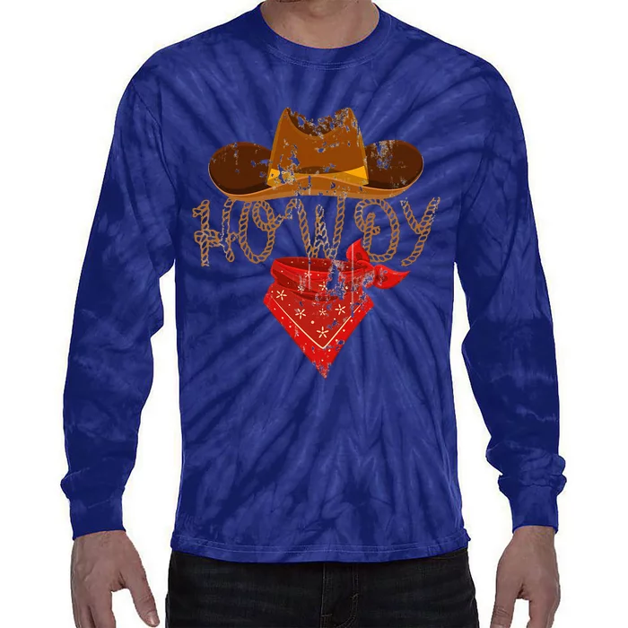 Western Cowboy Howdy Tie-Dye Long Sleeve Shirt