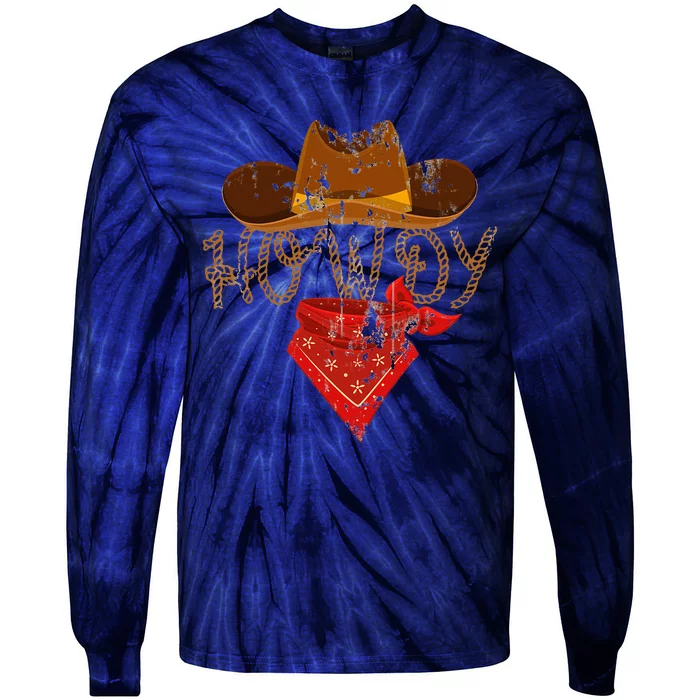 Western Cowboy Howdy Tie-Dye Long Sleeve Shirt