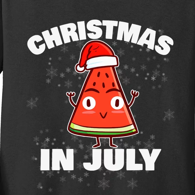 Watermelon Christmas In July Christmas Tree Summer Christmas Kids Long Sleeve Shirt