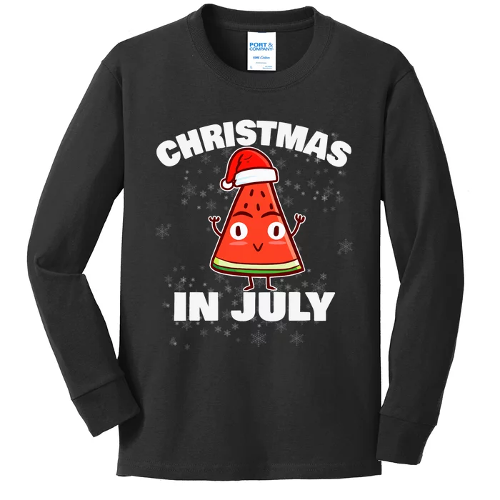 Watermelon Christmas In July Christmas Tree Summer Christmas Kids Long Sleeve Shirt