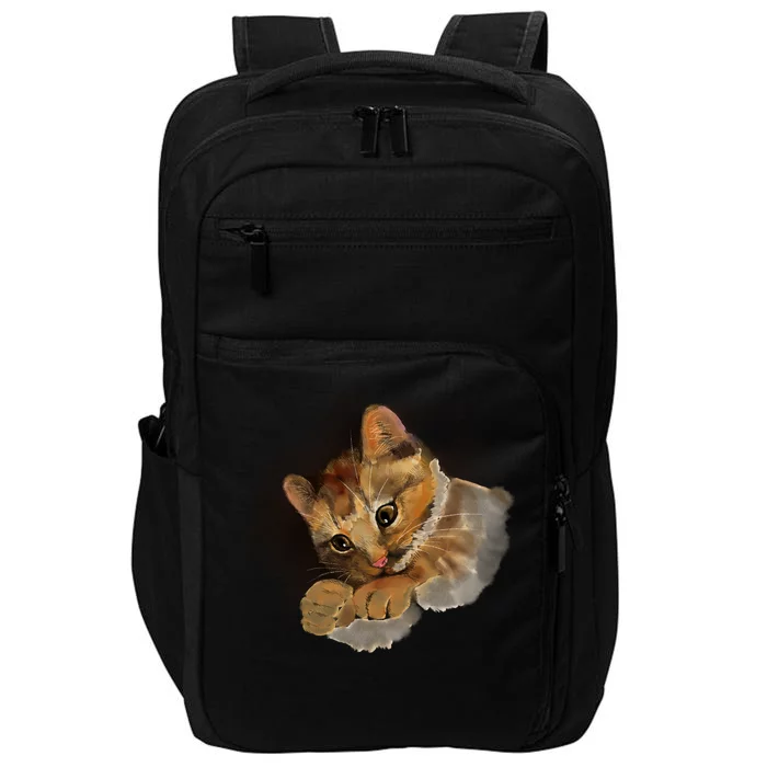 Watercolor Cat Illustration Impact Tech Backpack