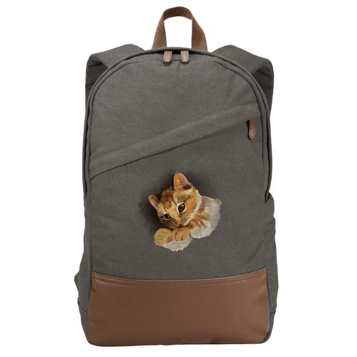 Watercolor Cat Illustration Cotton Canvas Backpack