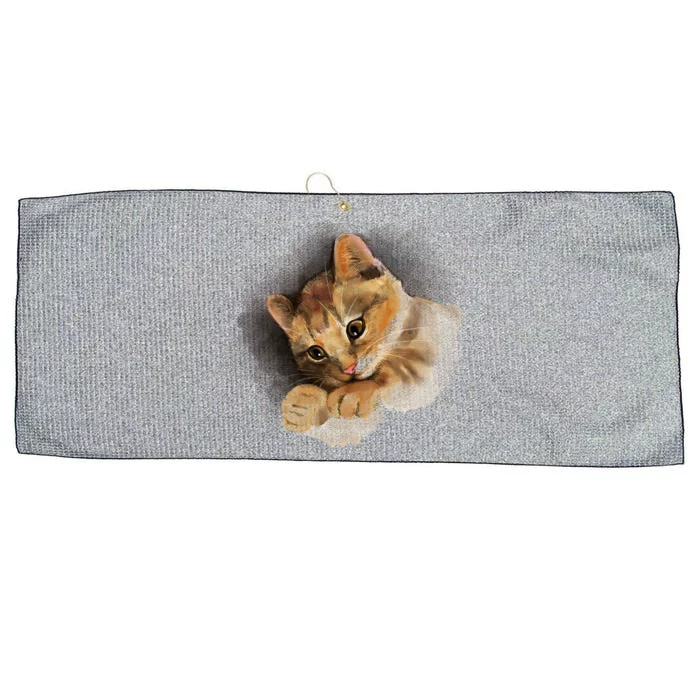 Watercolor Cat Illustration Large Microfiber Waffle Golf Towel