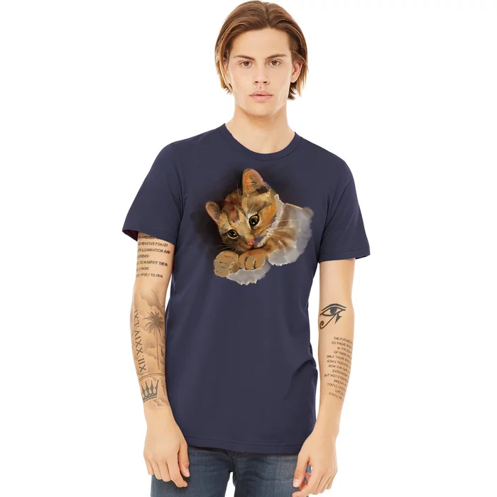 Watercolor Cat Illustration Premium T-Shirt