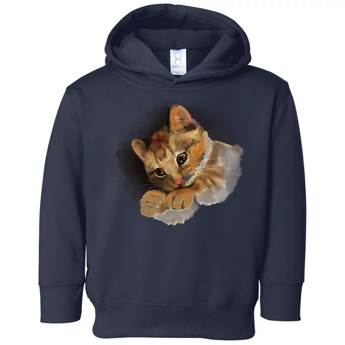 Watercolor Cat Illustration Toddler Hoodie