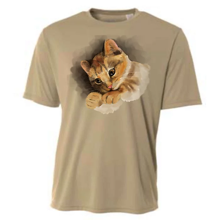 Watercolor Cat Illustration Cooling Performance Crew T-Shirt