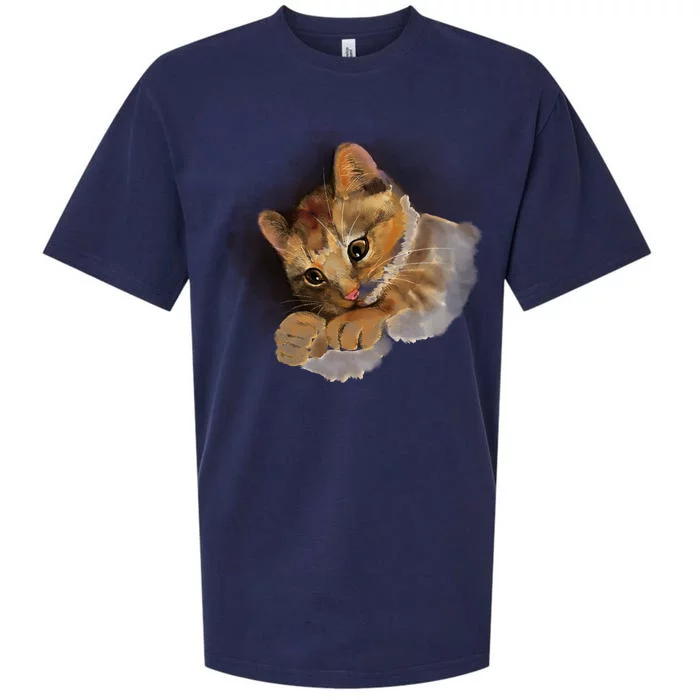 Watercolor Cat Illustration Sueded Cloud Jersey T-Shirt