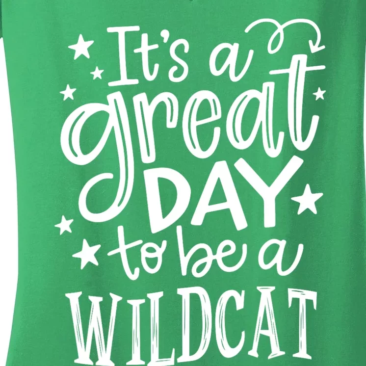 Wild Cat ItS Great Day To Be A Wild Cat School Animal Lover Women's V-Neck T-Shirt