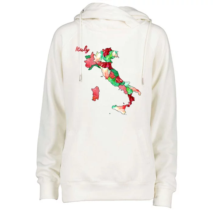 Watercolor Countries Italy Womens Funnel Neck Pullover Hood