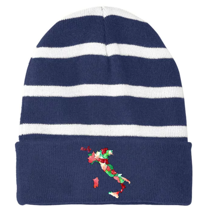 Watercolor Countries Italy Striped Beanie with Solid Band