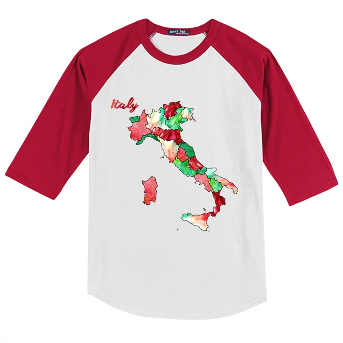 Watercolor Countries Italy Kids Colorblock Raglan Jersey