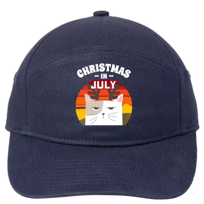 Wo Christmas in July for Reindeer Cat 7-Panel Snapback Hat