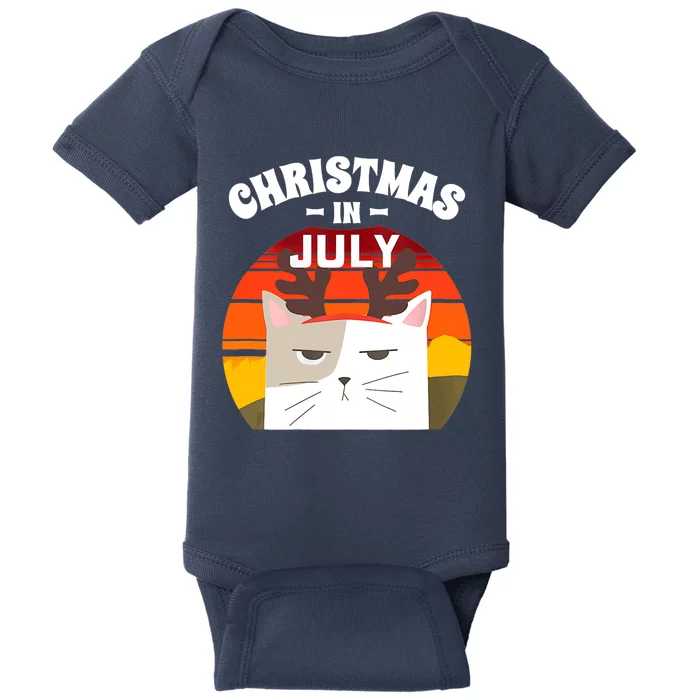 Wo Christmas in July for Reindeer Cat Baby Bodysuit