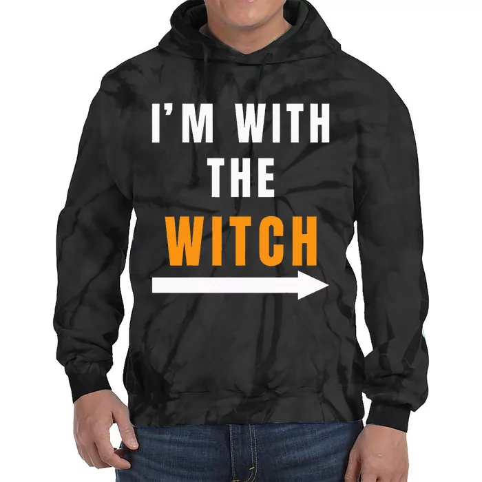 witch costume I'm With The Witch Funny Halloween Tie Dye Hoodie