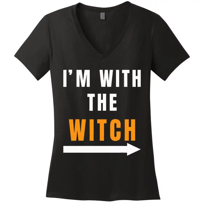 witch costume I'm With The Witch Funny Halloween Women's V-Neck T-Shirt