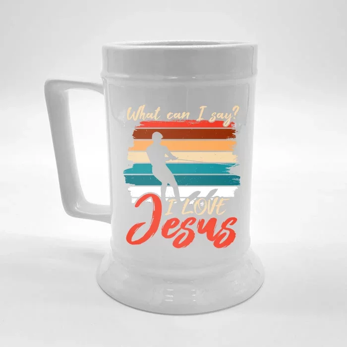 Whar Can I Say? I Love Jesus Water Water Skiing Cool Gift Front & Back Beer Stein