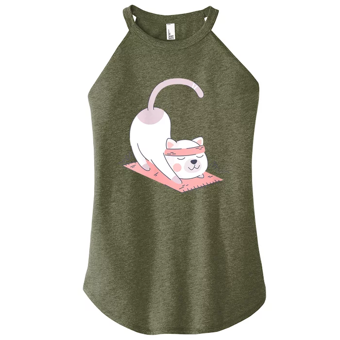 Womens Cat International Yoga Day Women’s Perfect Tri Rocker Tank