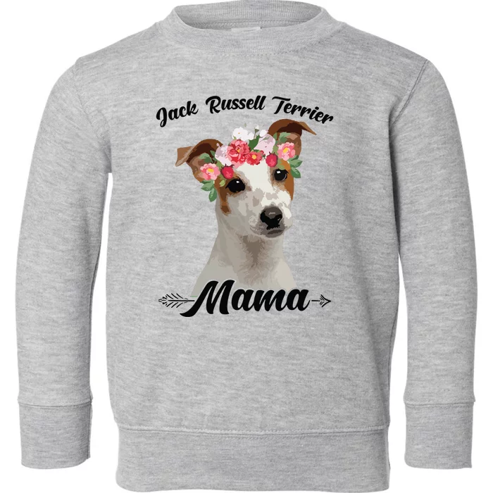 Womens Cute Jack Russell Terrier Mama Flower Dog Lover Mothers Day Toddler Sweatshirt