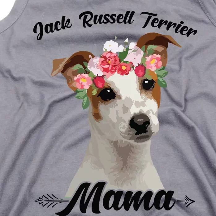 Womens Cute Jack Russell Terrier Mama Flower Dog Lover Mothers Day Tank Top