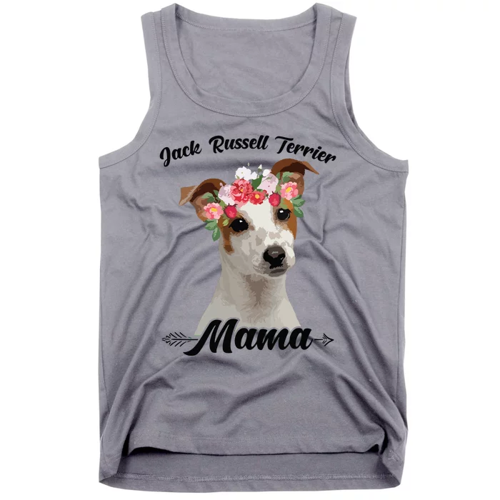 Womens Cute Jack Russell Terrier Mama Flower Dog Lover Mothers Day Tank Top