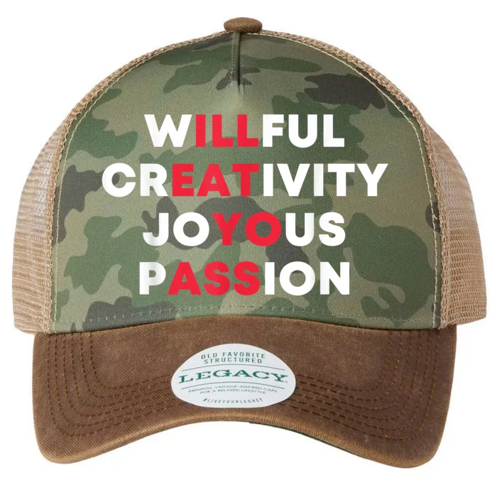 Willful Creativity Joyous Passion Funny Gift Legacy Tie Dye Trucker Hat