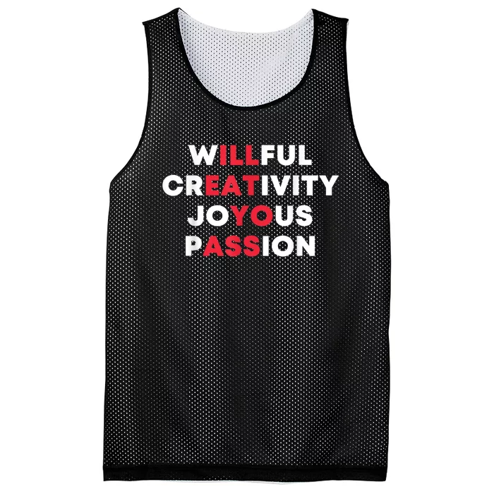 Willful Creativity Joyous Passion Funny Gift Mesh Reversible Basketball Jersey Tank