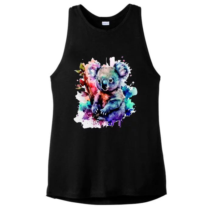 Water Color Koala Ladies Tri-Blend Wicking Tank