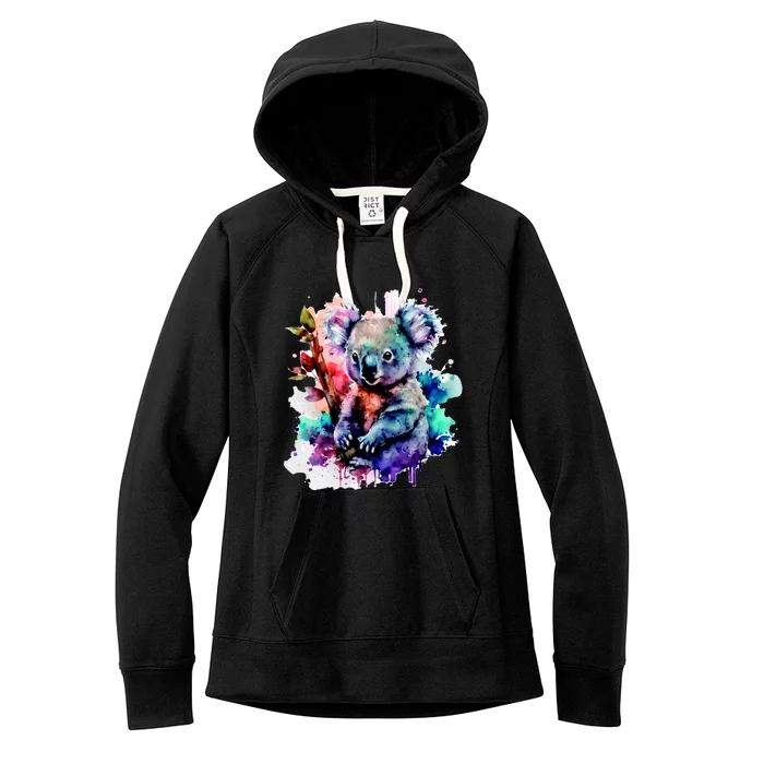 Water Color Koala Women's Fleece Hoodie