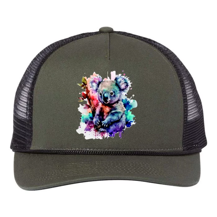 Water Color Koala Retro Rope Trucker Hat Cap