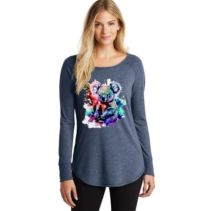 Water Color Koala Women's Perfect Tri Tunic Long Sleeve Shirt