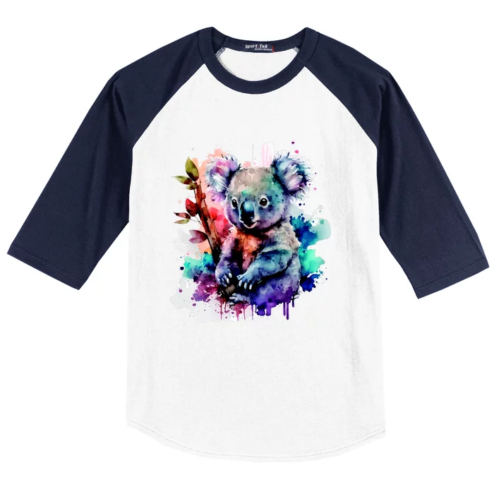 Water Color Koala Baseball Sleeve Shirt