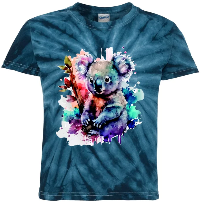 Water Color Koala Kids Tie-Dye T-Shirt