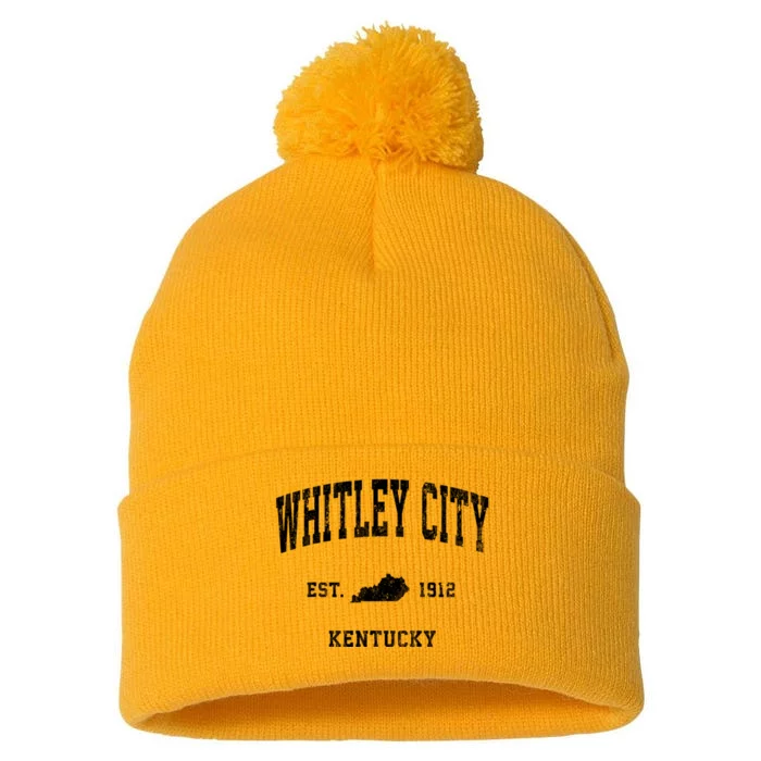 Whitley City Kentucky Ky Vintage Established Athletic Sports Design Pom Pom 12in Knit Beanie