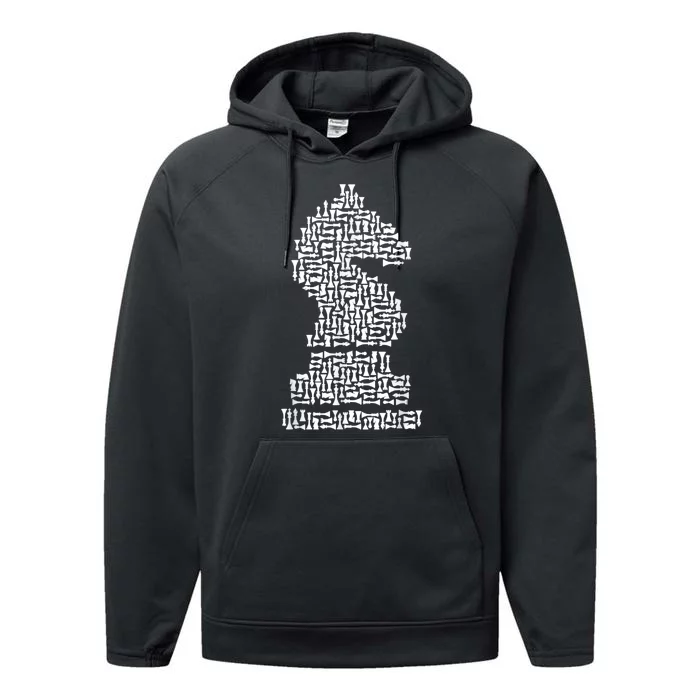 White Chess Knight Piece Mosaic Performance Fleece Hoodie