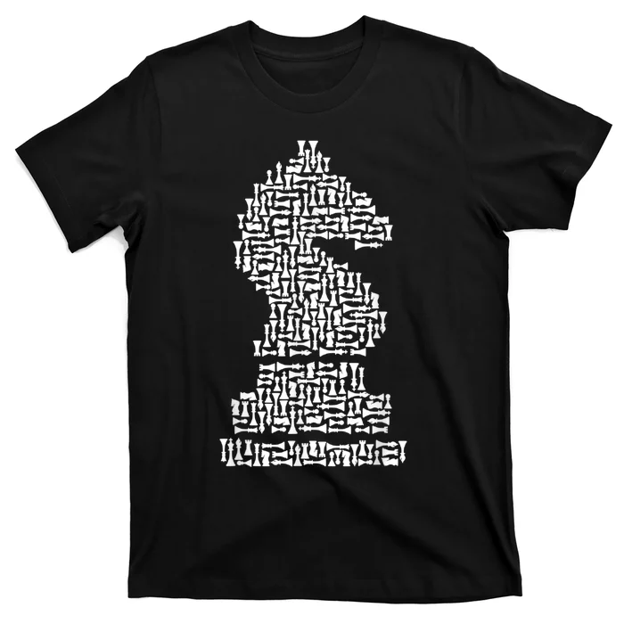 White Chess Knight Piece Mosaic T-Shirt