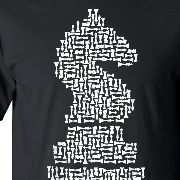 White Chess Knight Piece Mosaic Tall T-Shirt