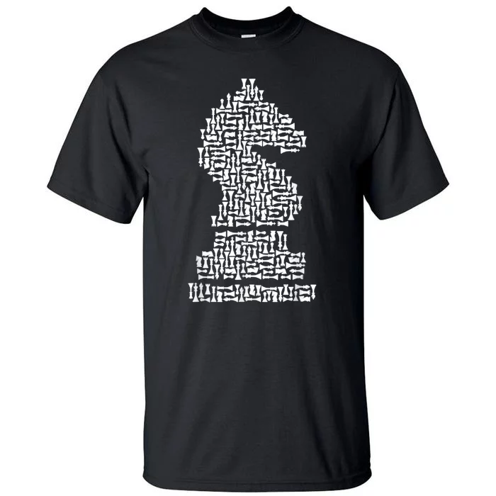 White Chess Knight Piece Mosaic Tall T-Shirt