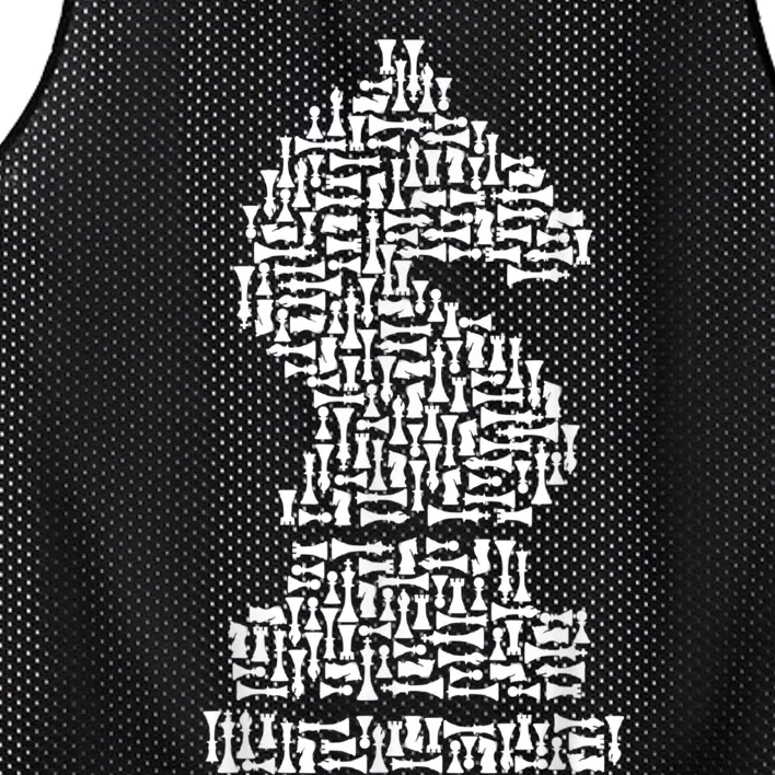 White Chess Knight Piece Mosaic Mesh Reversible Basketball Jersey Tank