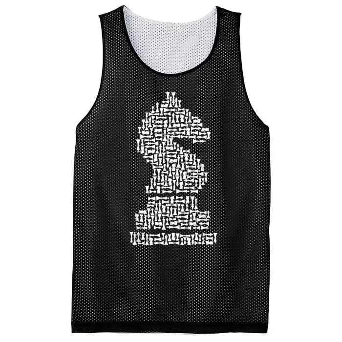 White Chess Knight Piece Mosaic Mesh Reversible Basketball Jersey Tank